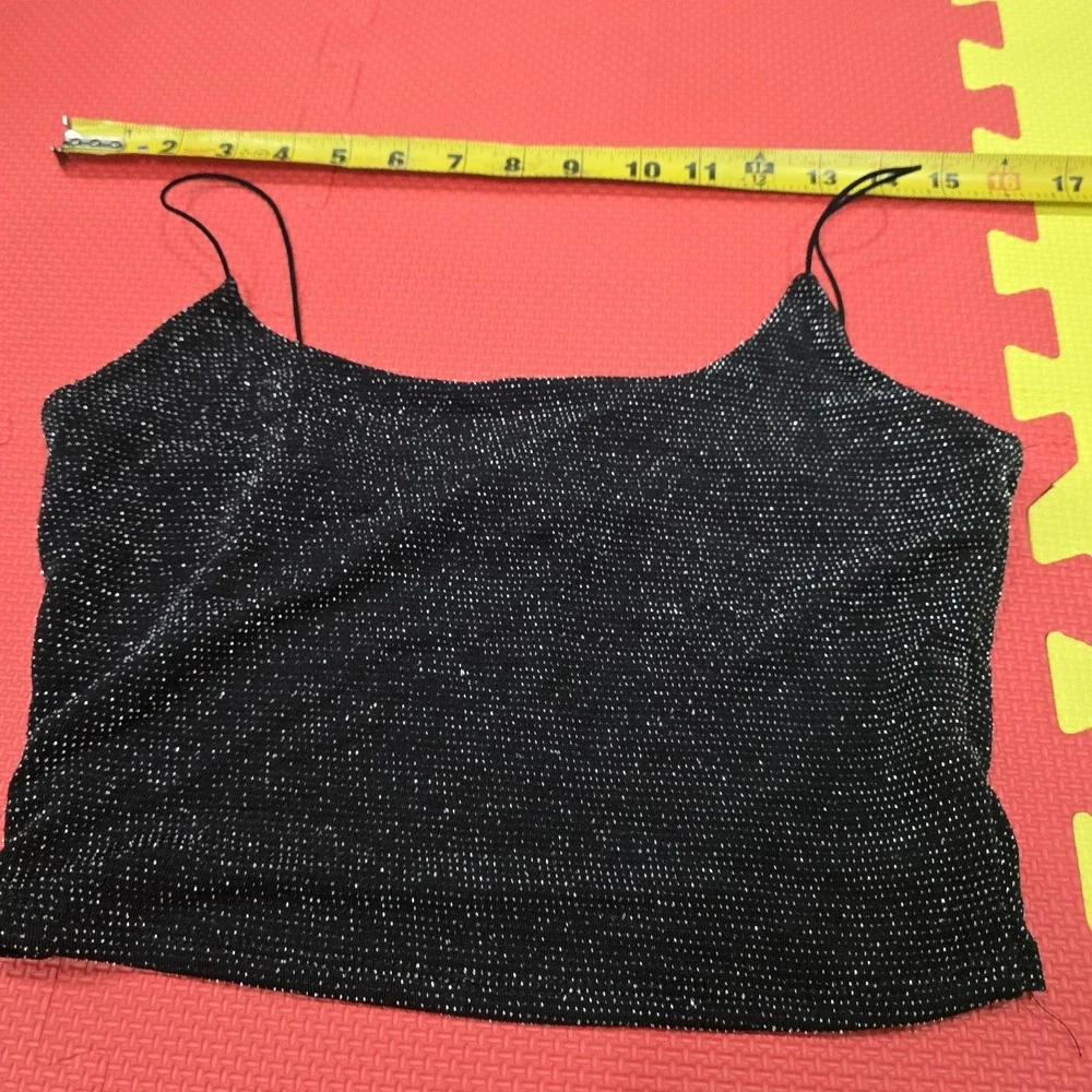 Windsor Black‎ Shimmer Metallic Sparkly Crop Cami Top - Size M - Made in USA